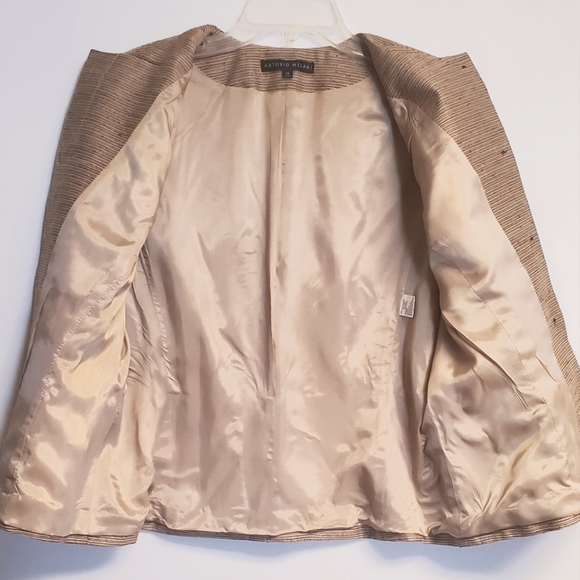 ANTONIO MELANI Tan 3/4 Sleeve Blazer Jacket Size 14 - Picture 4 of 7